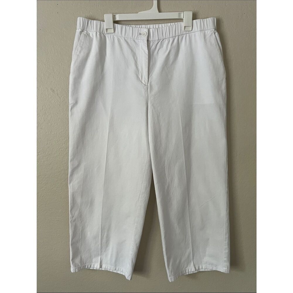 Like New! Eileen Fisher Organic Cotton Hemp Blend Cropped Pants White in XL